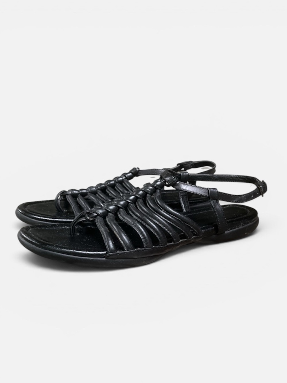 Arturo Chiang Strappy Leather Sandal in Black Size 9 1/2M